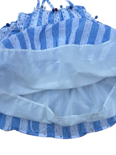 Tommy Bahama Kids Girls Blue White Red Striped Pom Pom Dress Strappy Lined Sz 10 - Picture 9 of 16