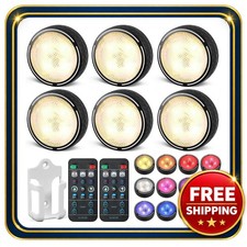 Wireless LED puck lights 6 pack with remote and RGB colors