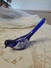 Fenton Long Tail Happiness Bird Canaan Valley Cobalt Blue Signed