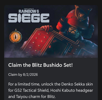 Blitz Bushido Set Code for Rainbow Six Siege (Xbox)