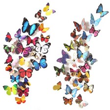 80 PCS Butterfly Wall Decor Waterproof Removable Reusable Wings Foldable Plas...