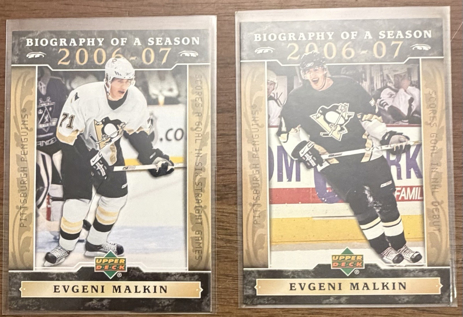 (2) EVGENI MALKIN 2006/07 UPPER DECK Biography Of Season ROOKIE CARDS Future HOF