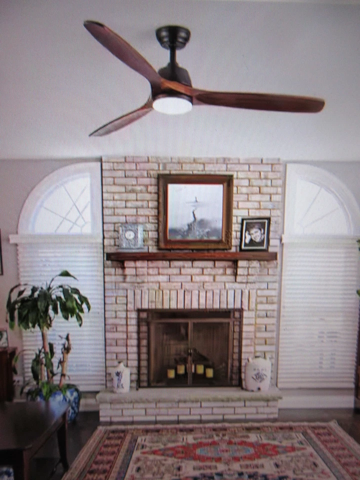 Yuhao Farmhouse 52 in. Integrated LED Indoor Matte Black Ceiling Fan with Remote - Image 3 of 4