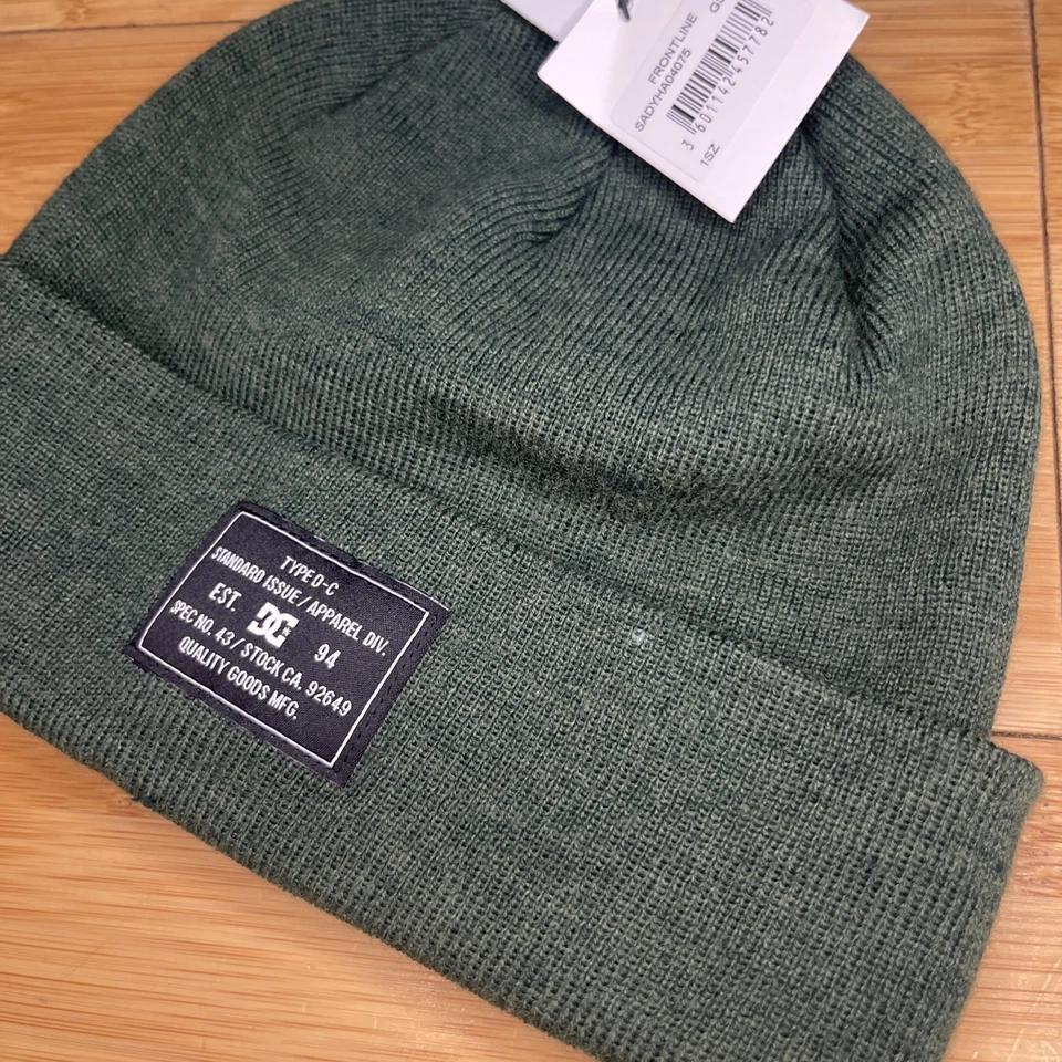 DC Shoe Frontline Verde Estilo Militar Tipo D-C Puños Tejido Gorro Gorra Patín Foto 3 de 4