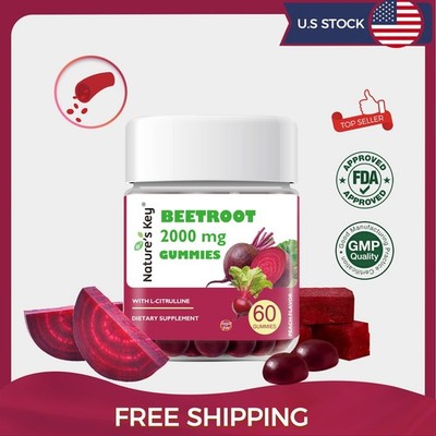 Nature's Key Sugar Free Beet root  Gummies 60 Gummies for Blood Flow & Heart
