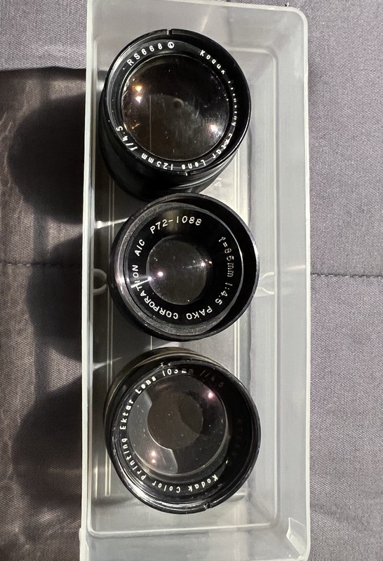 3 Vintage Kodak Printing Ektar Enlarging Lenses – 85mm, 103mm, 125mm f/4.5 AS IS