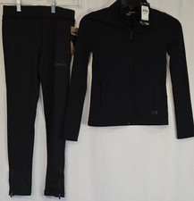 NWT Girls Under Armour Jacket Black Leggings / Size M