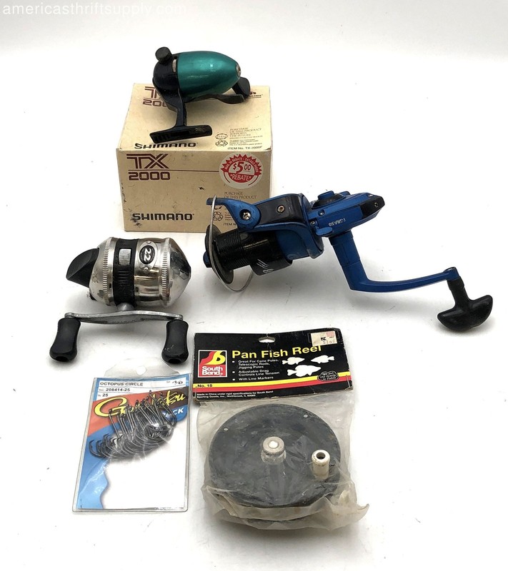 Fishing Reel Lot Shimano Shakespeare Zebco 6 Reels Gamakatsu Hooks Mixed Set