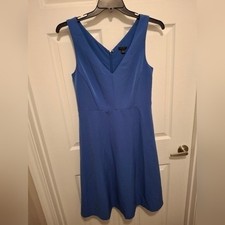 Ann Taylor Size 6 Cobalt Blue V Neck Sleeveless Versatile A Line Midi Dress