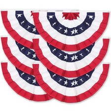3 x 6Ft American Pleated Fan Flag, USA Patriotic Half Fan Bunting Flags, 4th ...