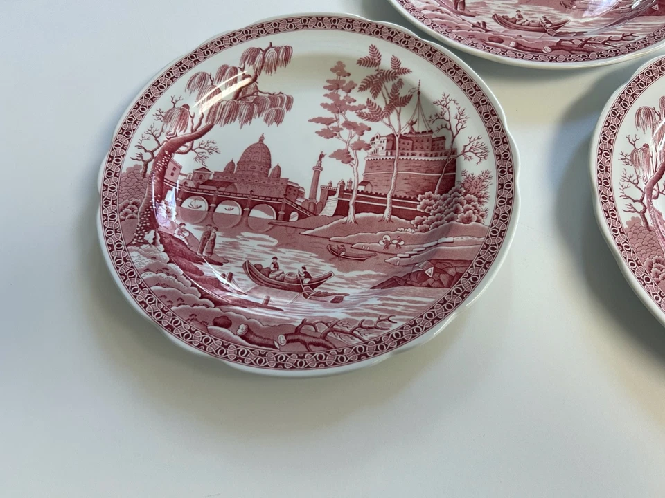 SET OF 3 Spode Archive Collection 10 3/8" PINK RED ROME DINNER PLATES  MINT - Image 4 of 4