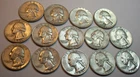 1949 D - 1964 D RANGE  14 DIFF 90% SILVER WASHINGTON QUARTER DOLLARS  LOT COINS