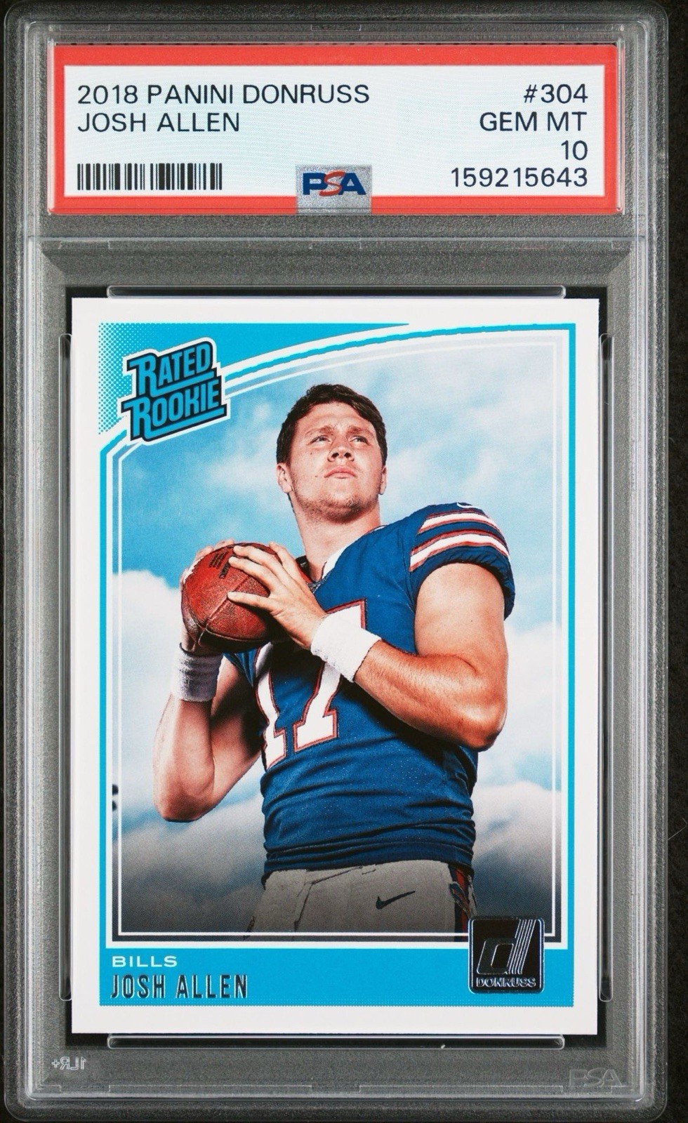 2018 Donruss Josh Allen Rated Rookie RC #304 Buffalo Bills PSA 10 Gem Mint