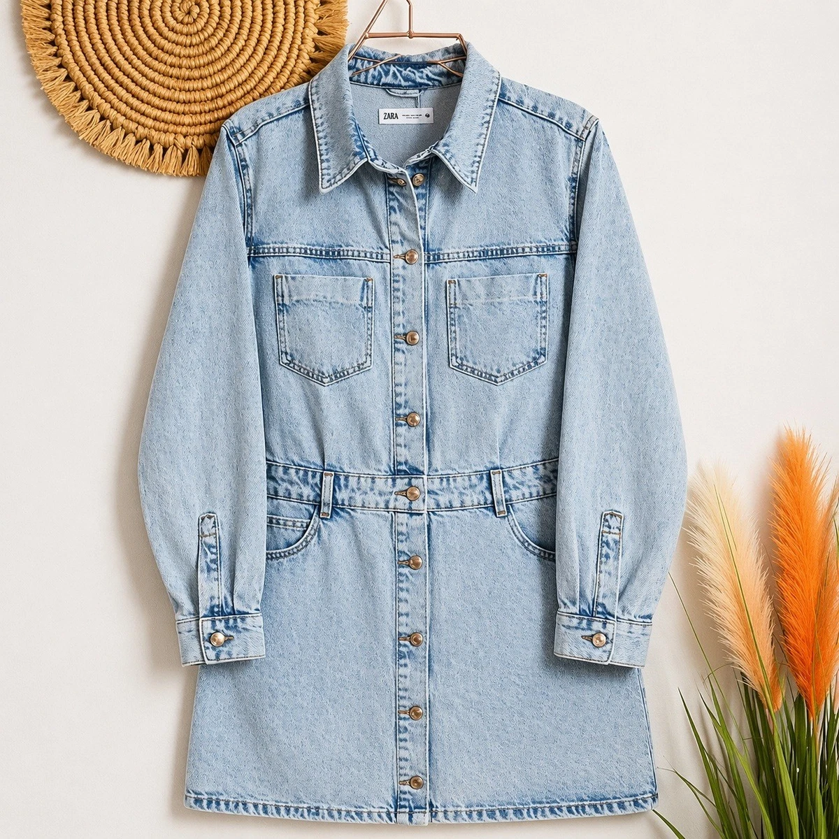 denim long sleeve dress zara Zara denim dress long sleeve