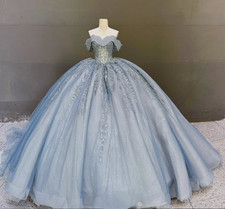 Glitter Quinceanera Dresses Light Blue Sweet 15 16 XV for Girl Party Ball Gowns