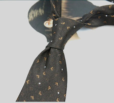 New Classic Polka Dot Brown JACQUARD WOVEN 100 Silk Men's Necktie Tie