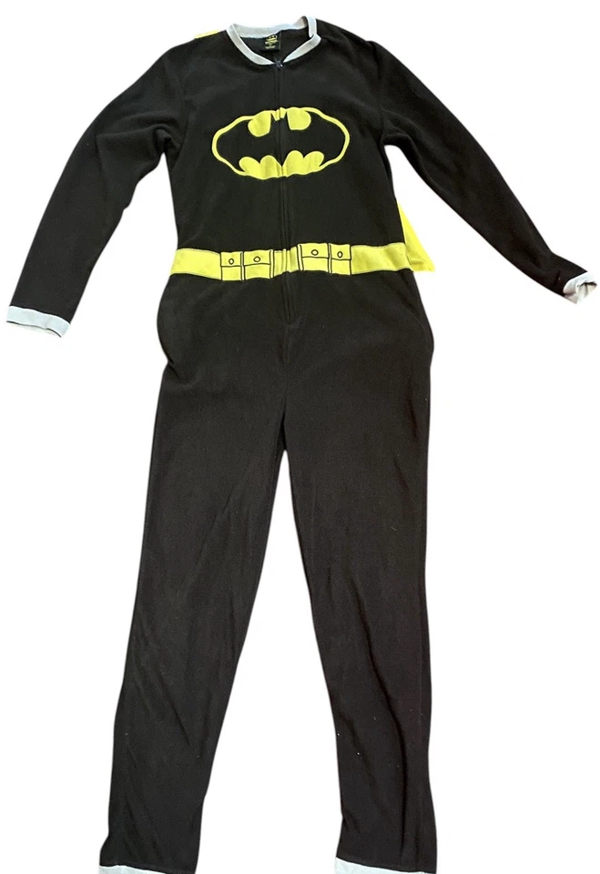 Batman One Piece Fleece Pajamas Men Women S Union Suit Cape Costume Superhero - Image 4 of 4