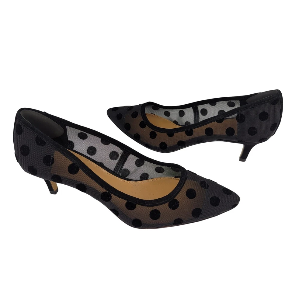 J.Crew заводской Esme в горошек котенок каблук насос черный размер 7 - Изображение 2 из 4