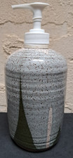 Handmade Signed Pottery 1985 Ceramic Soap Dispenser Bottle Gray/green