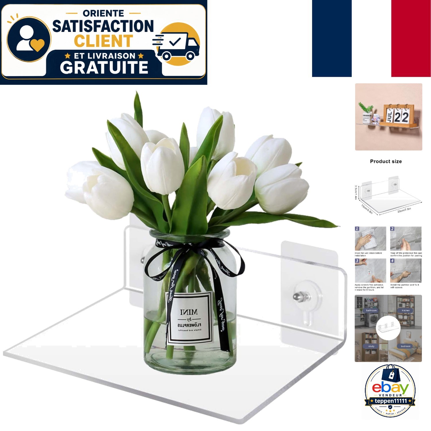 Étagère murale acrylique compacte pour sécuriser les objets fragiles