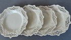4 Vintage LEEDS Creamware Reticulated Porcelain 7" Plates Embossed SWAGS Flowers — photo 5