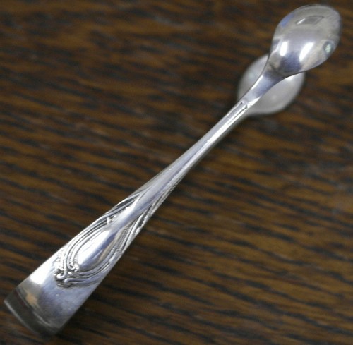 antique silver plate small size ornate decoration sugar tongs