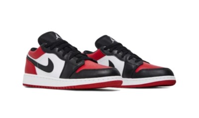 Air Jordan 1 Low GS Bred Toe Chicago Red (553560-612) GS Size 4Y