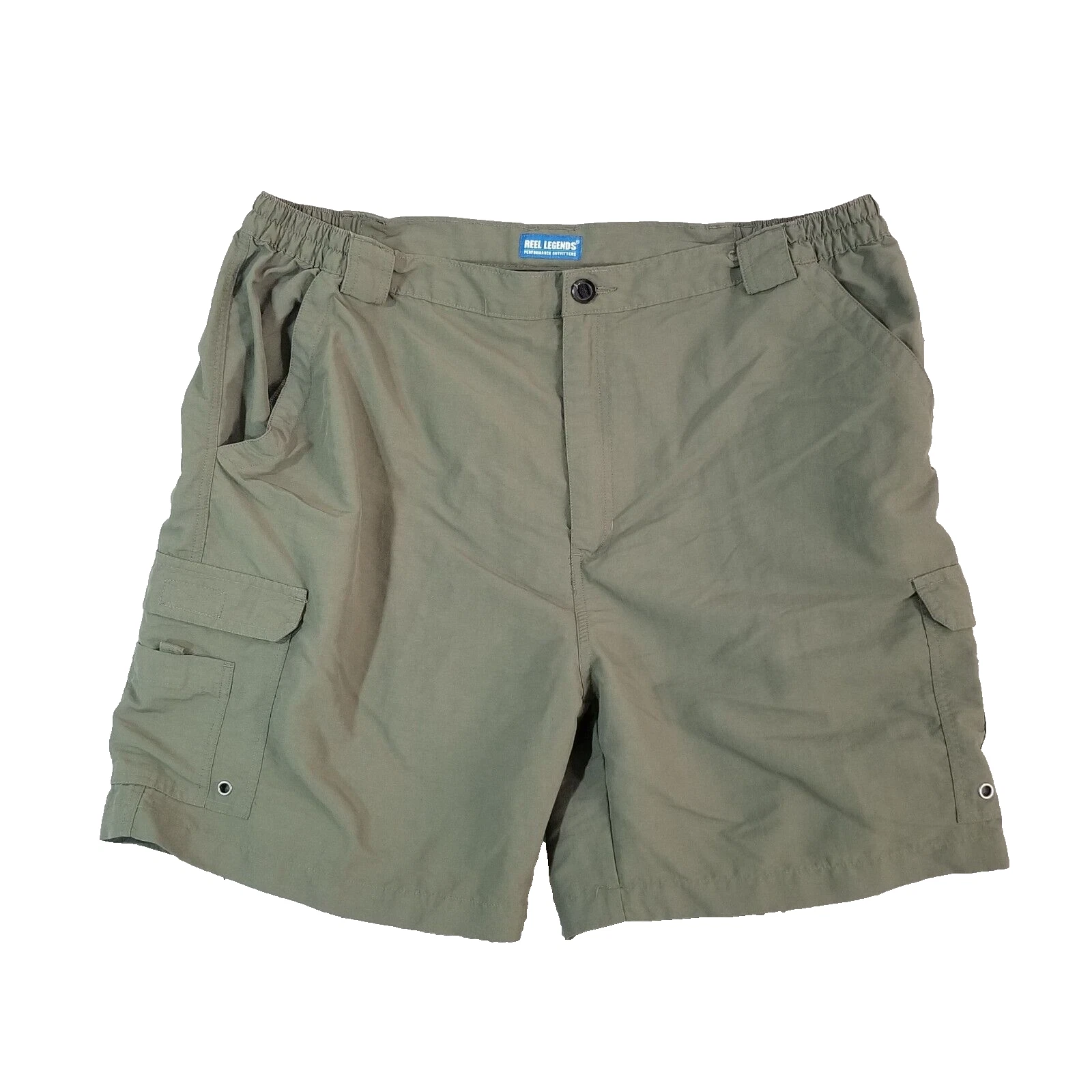 Reel Legends cargo shorts men's 2XL green nylon Comfort waist Outdoor fishing