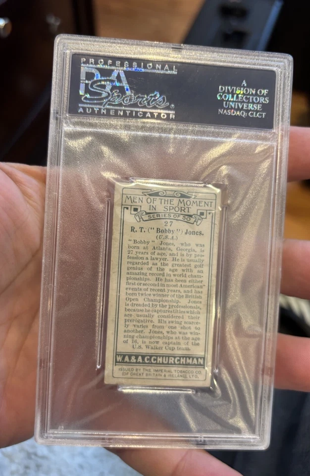 1928 WA & AC Churchman #27 RT BOBBY JONES Men Of The Moment small Psa 2 - Image 2 of 2