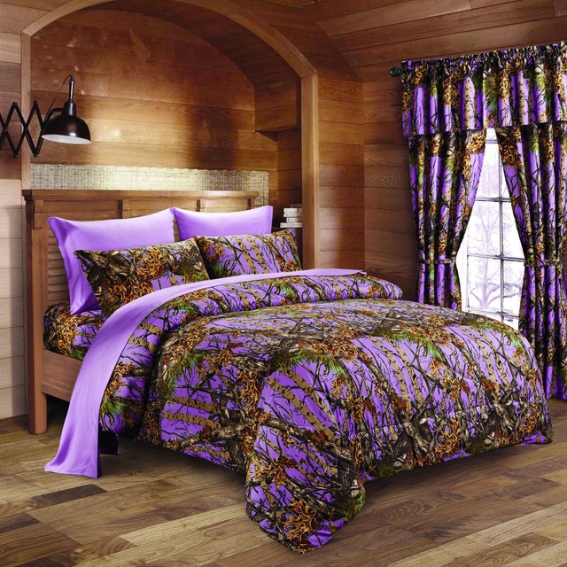 Purple Camo Sheet Set King Size Bedding 6 PC Microfiber Camouflage