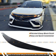 FOR 2018-2024 TOYOTA CAMRY SE XSE TRD GLOSS BLK FRONT BUMPER TRIM COVER GARNISH