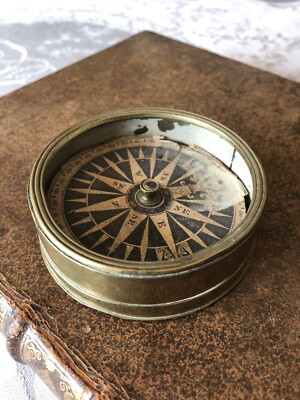 Compas Boussole Marin 8cm Laiton Avec Cadran Solaire - Style Antique Réplique - Aubaho