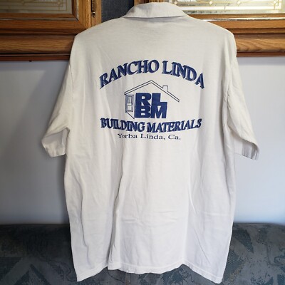 Vtg 90s Rancho Linda Building Materials Polo Shirt Mens XL Single Stedman Labor