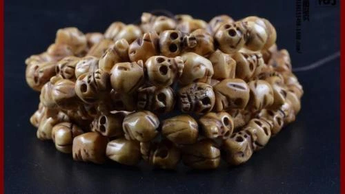 Collar Mala de Colección 108 Cuentas Budismo Tibetano Hueso de Yak Calavera Meditación Oración - Imagen 4 de 6