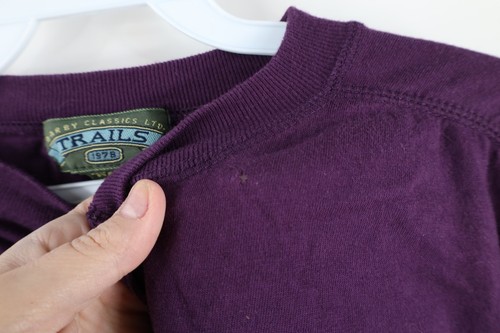 Vintage 90s Streetwear Mens Large Faded Blank Long Sleeve Henley T-Shirt Purple - Bild 4 von 8