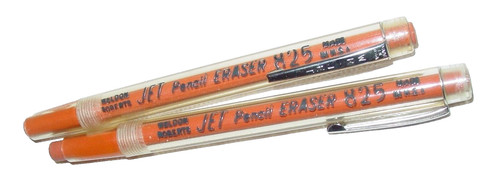 2 Vintage WELDON ROBERTS Jet Eraser Pocket Clip Pencils Drafting Drawing Tools
