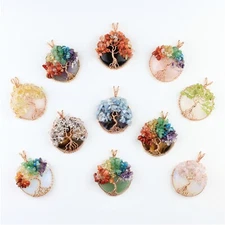 Multi Gemstones Tree Of Life Necklace, Wholesale Price