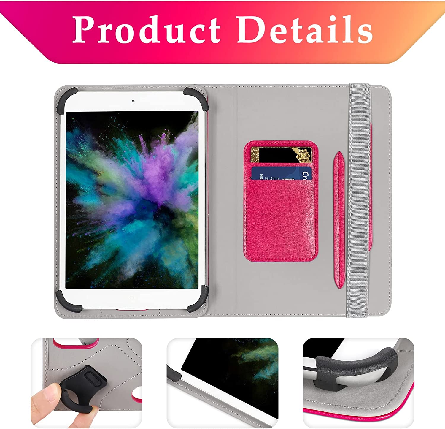 UrbanX Funda Universal Para Tablet De 7 A 8 Pulgadas, Funda Protectora Para BLU M8L Plus/M8L 2022/M7L 7 8 Pulgadas, Con Soporte Giratorio De 360 Grados, M&uacute;ltiples &aacute;ngulos De Visi&oacute;n Y