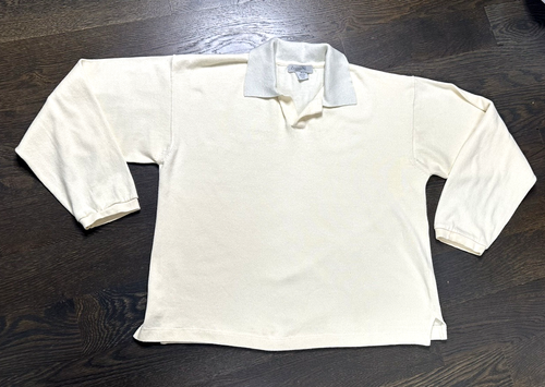Zegna S Button Knit Top Pullover Ivory Soft 100% Cotton sz M - Picture 2 of 3