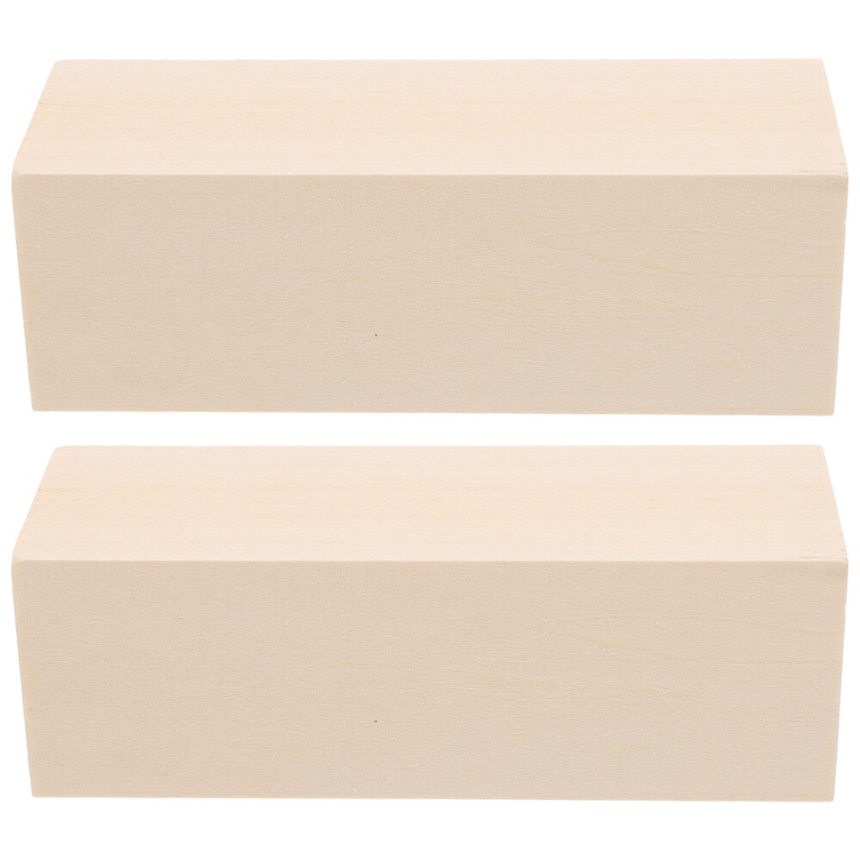 2pcs Unfinished Craft Wood Blocks DIY Carving Wood Blanks Rectangular