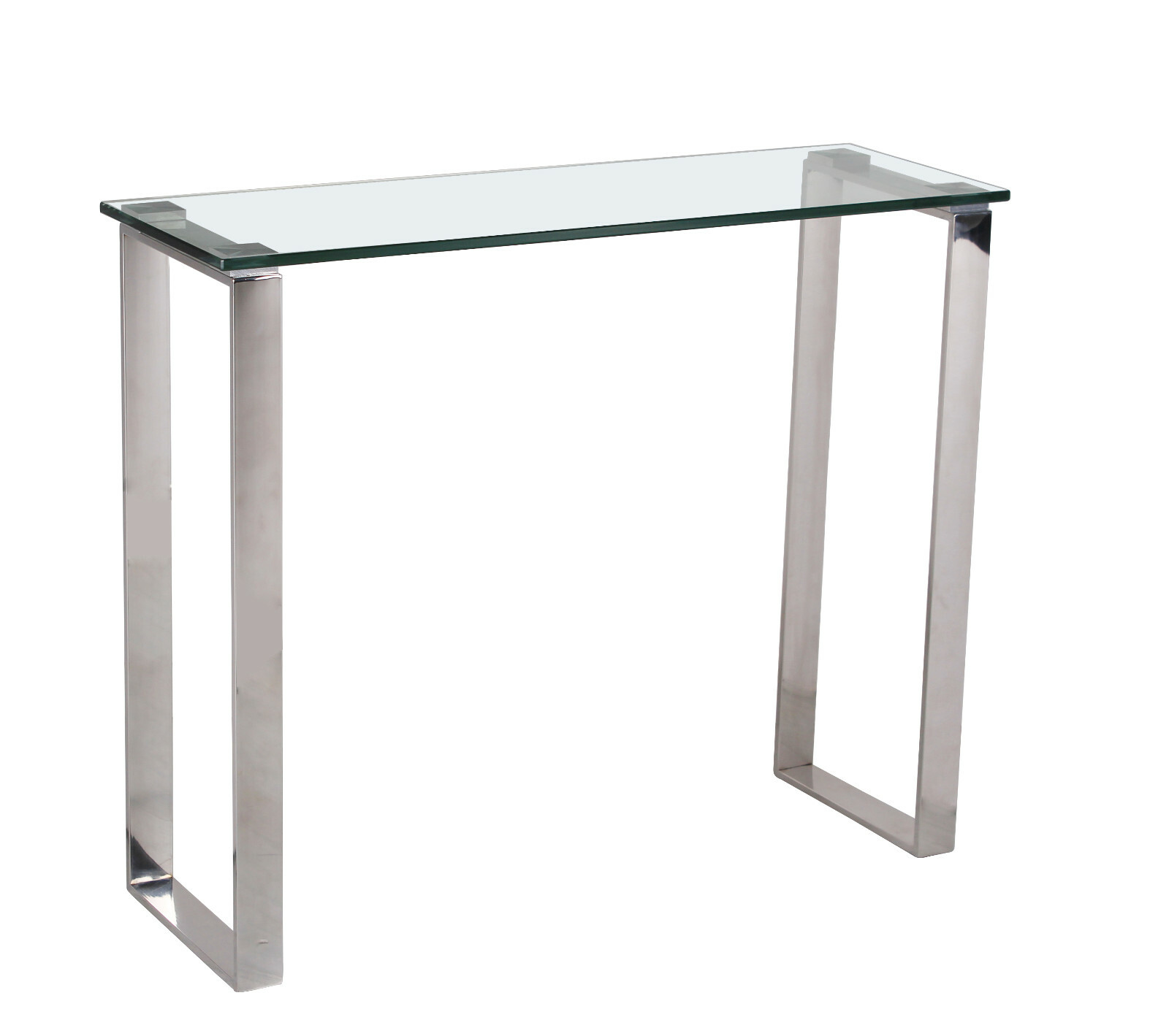 Console Table Hall Table Display Stand Clear Glass Stainless Steel Leg Rectangle