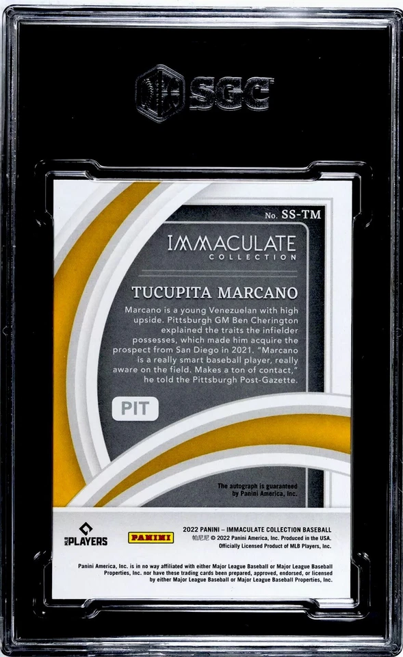 2022 Panini Immaculate Tucupita Marcano HOLO SILVER /25 AUTO SGC 9.5 MINT+ - Image 2 of 2