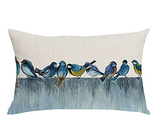 Ink Watercolor Blue Birds Spring Home Decor for Sofa Chair or Bed