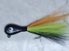 HD/Saltwater Flathead Bucktail Jig- Black Perch - Multiple Sizes and Quantities