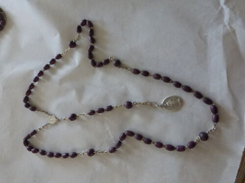 chapelet perle bois violet  cœur + médaille VIERGE MIRACULEUSE - Afbeelding 1 van 3