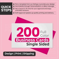 200 Full Color Business Card Printing FREE Design, FREE SAME DAY Shipping 1 Side