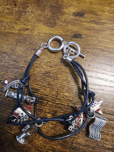 Premier Designs Americana Patriotic Multi Strand Charms Toggle Bracelet 7"