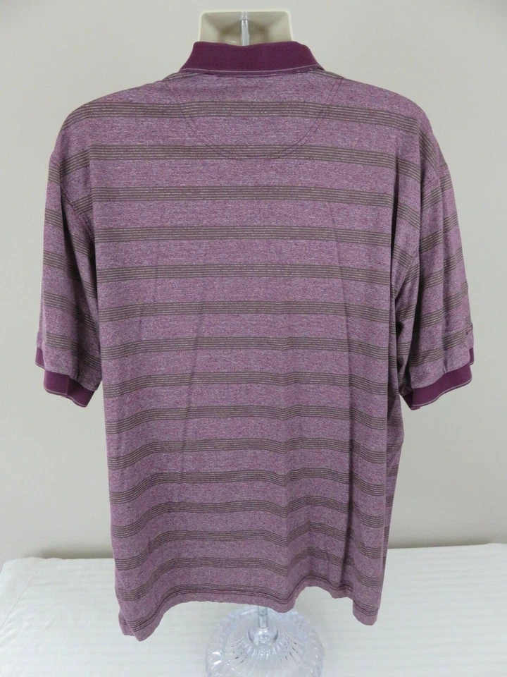 Camisa de golf para hombre púrpura con rayas marrones manga corta polo Ben Hogan talla XL Foto 4 de 4