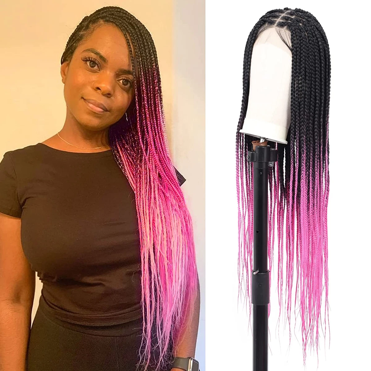 Pink and clearance black braids