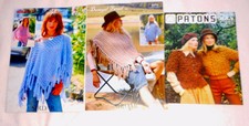 LOT 2 KONVOLUT/RESTPOSTEN 3 VINTAGE STRICKANLEITUNGEN/HEFTE PONCHO/JACKE ALLES LESEN